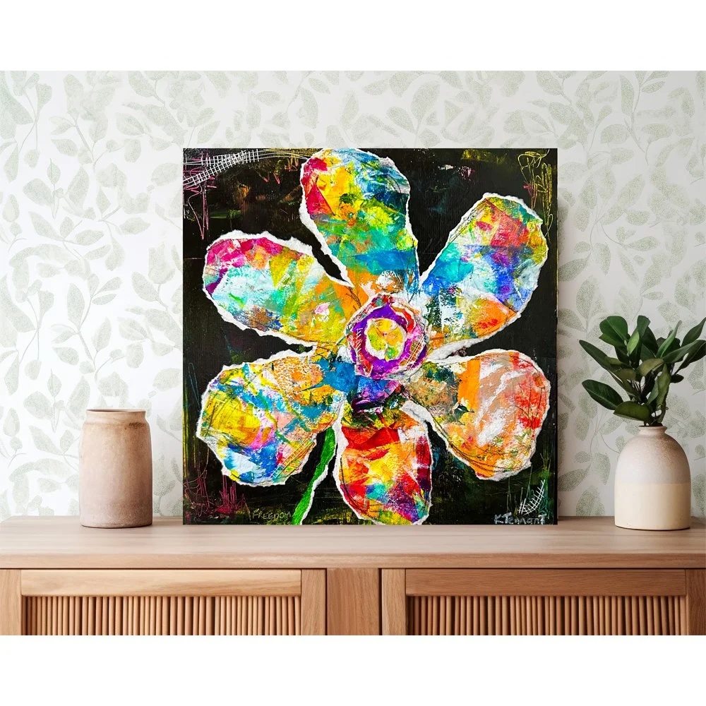 Whimsical Torn Paper Floral Collage | Freedom Flower — Kathleen